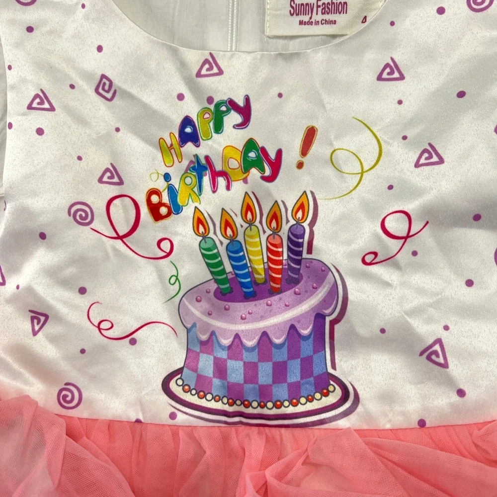 Sunny Fashion Birthday Dress Baby Girls 4 Multi Rainbow Tulle Tiered Cake Party